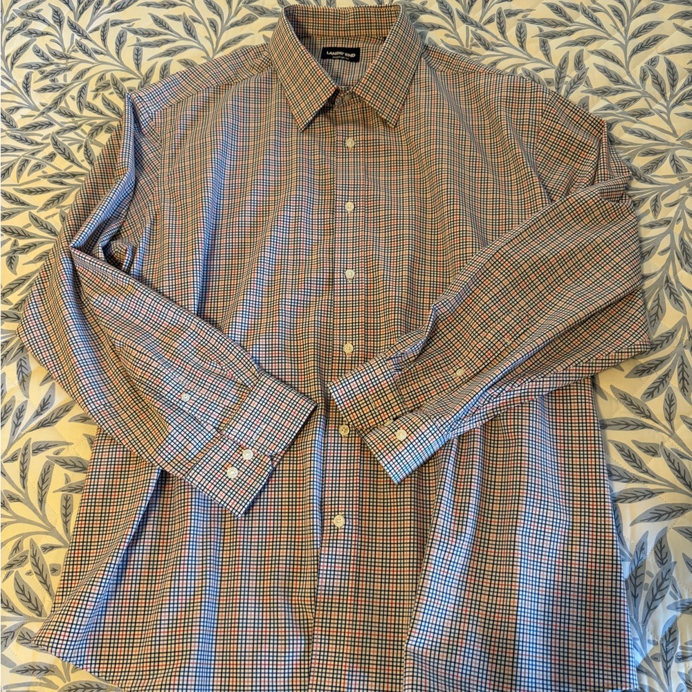 Lands' End Men's XXL Red-White-Blue Checkered Shirt❗️